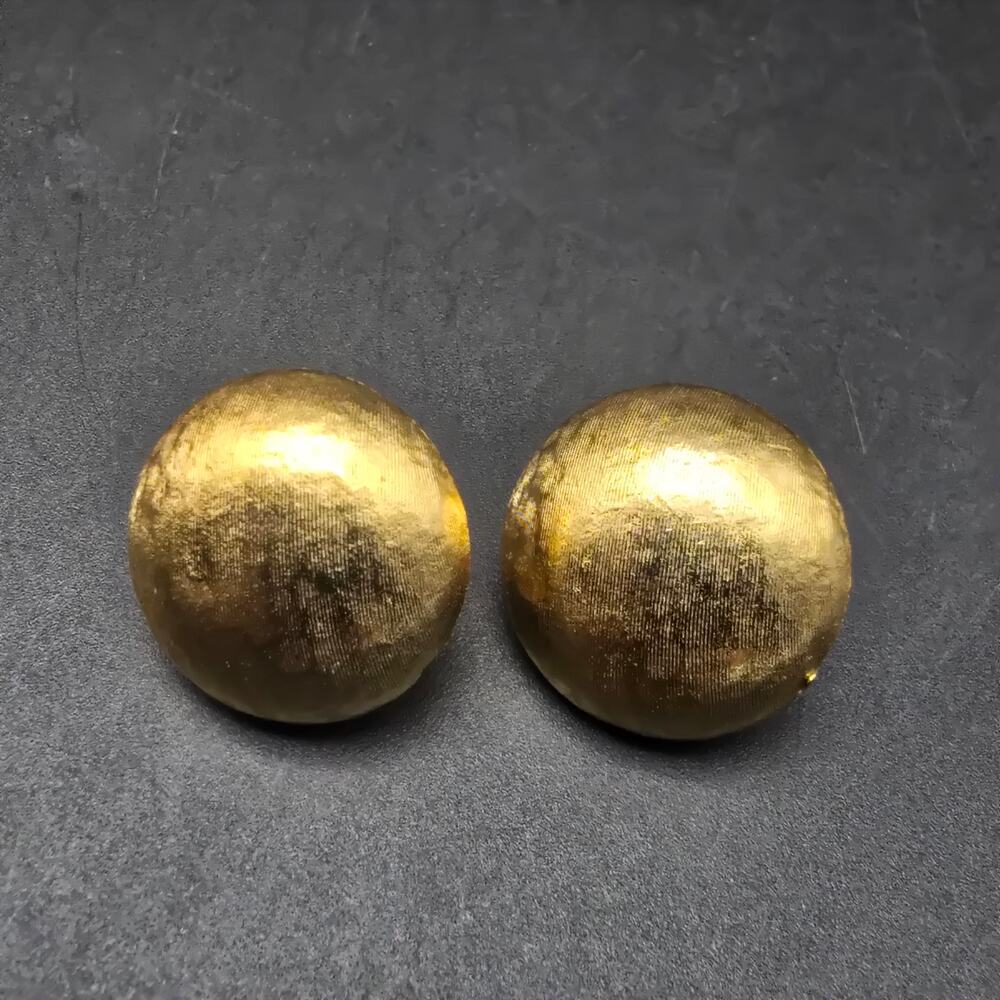Corocraft Brushed Gold Tone Domed Clip On Earrings Vintage Jewelry